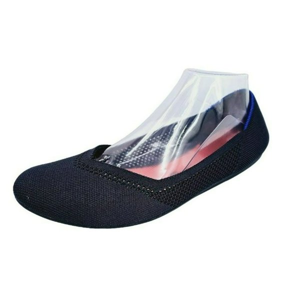 Rothys Maritime Lattice Stitch Flats 11 Navy Blue Round Toe Knit Retired Slip On - Picture 15 of 15